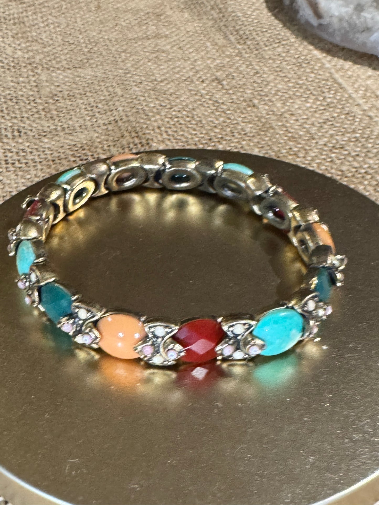 Vintage-Style Multi-Stone Link Bracelet