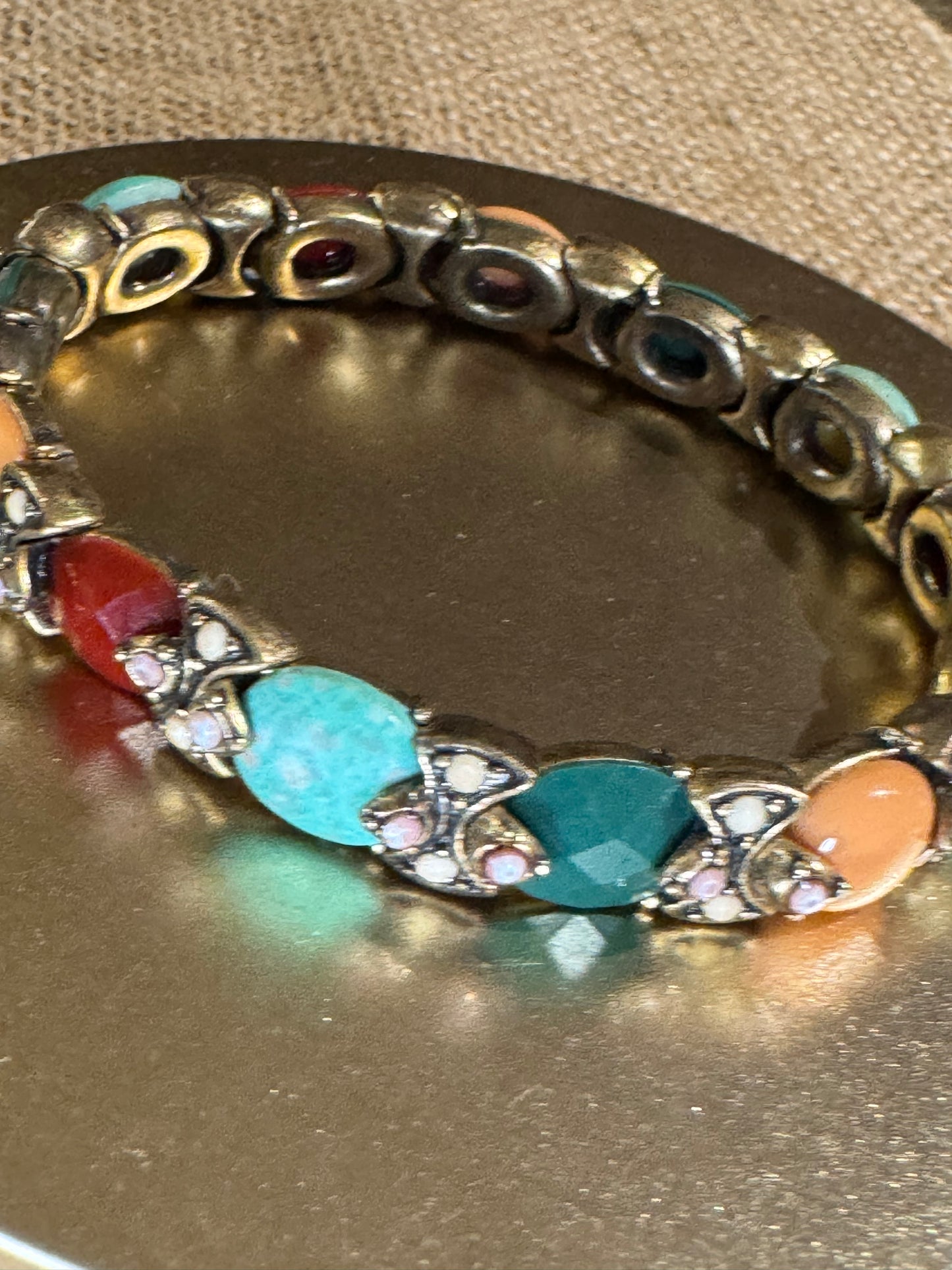 Vintage-Style Multi-Stone Link Bracelet