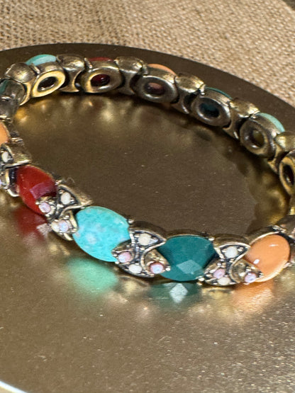 Vintage-Style Multi-Stone Link Bracelet