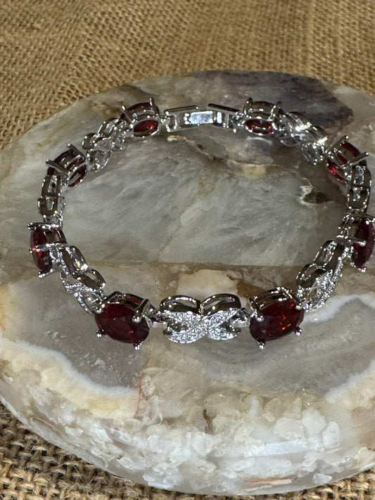 Vintage Red Garnet Colored Tennis Bracelet