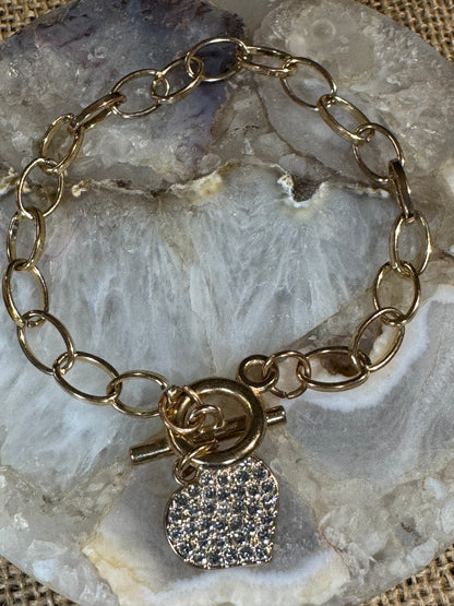 Lots of Love Gold Tone Toggle Bracelet