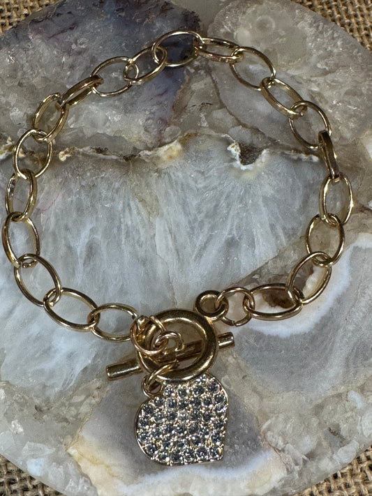 Lots of Love Gold Tone Toggle Bracelet