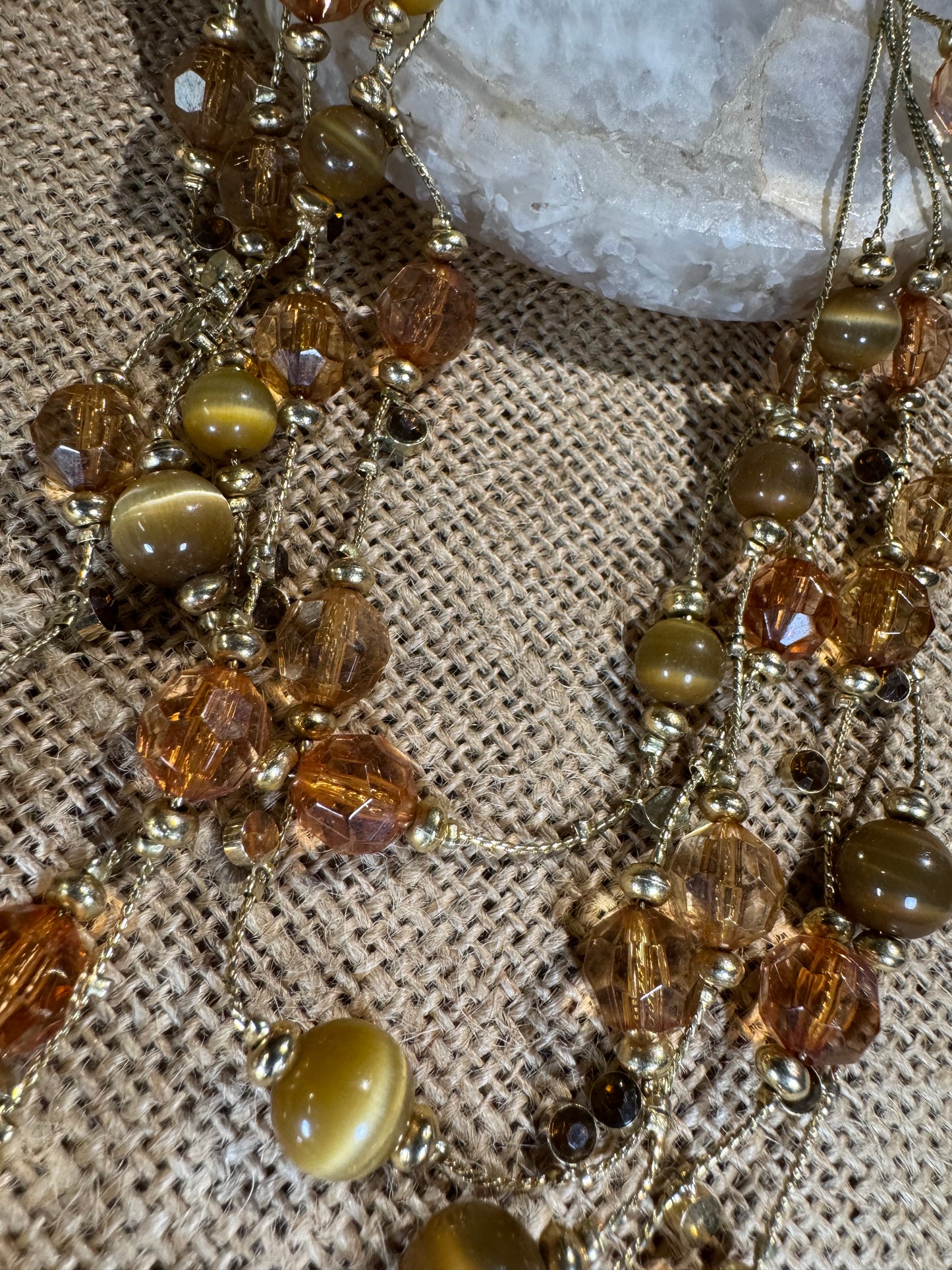Vintage Multi-Strand Floating Beaded Necklace - 24"