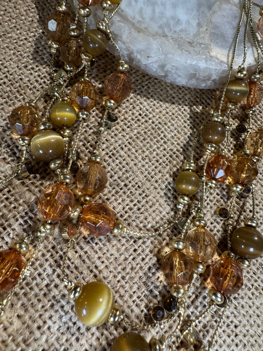 Vintage Multi-Strand Floating Beaded Necklace - 24"