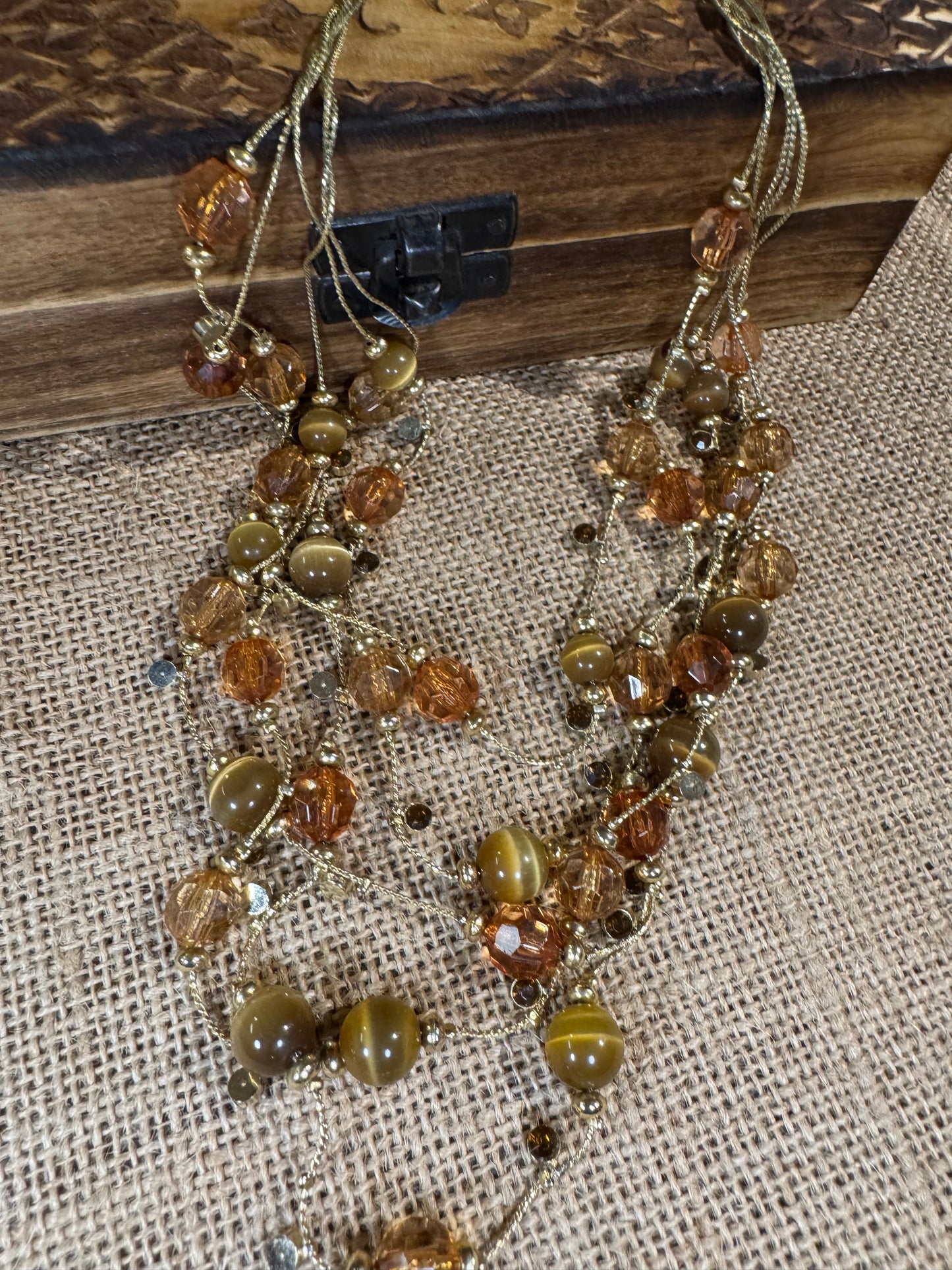 Vintage Multi-Strand Floating Beaded Necklace - 24"