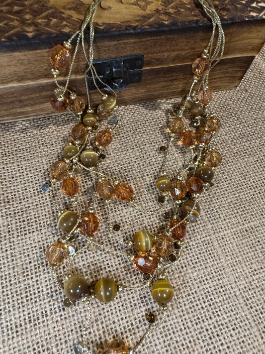 Vintage Multi-Strand Floating Beaded Necklace - 24"
