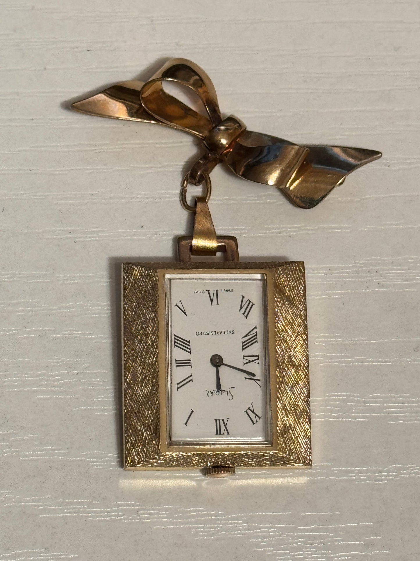 Vintage Sheffield Bow Brooch Watch 1/20 12K Gold-Filled