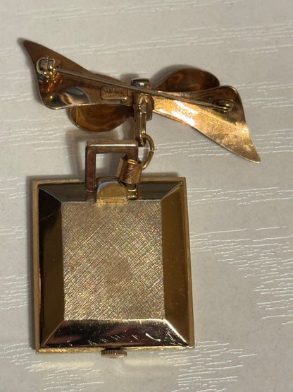 Vintage Sheffield Bow Brooch Watch 1/20 12K Gold-Filled