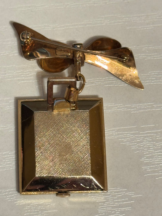 Vintage Sheffield Bow Brooch Watch 1/20 12K Gold-Filled