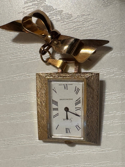Vintage Sheffield Bow Brooch Watch 1/20 12K Gold-Filled