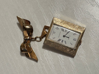 Vintage Sheffield Bow Brooch Watch 1/20 12K Gold-Filled