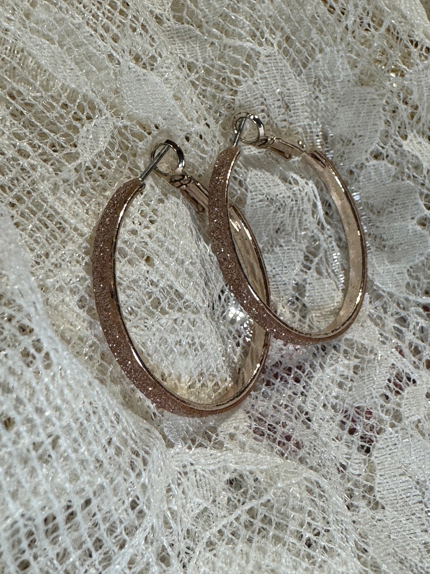 Rose Gold-Tone Textured Hoop Earrings