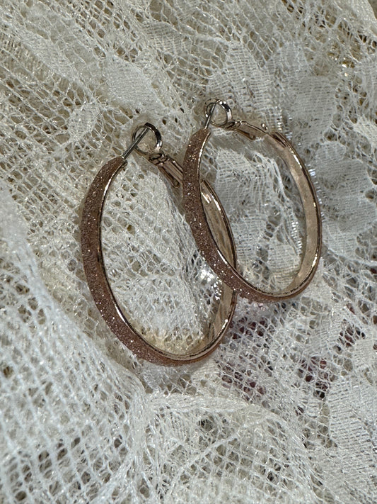 Rose Gold-Tone Textured Hoop Earrings