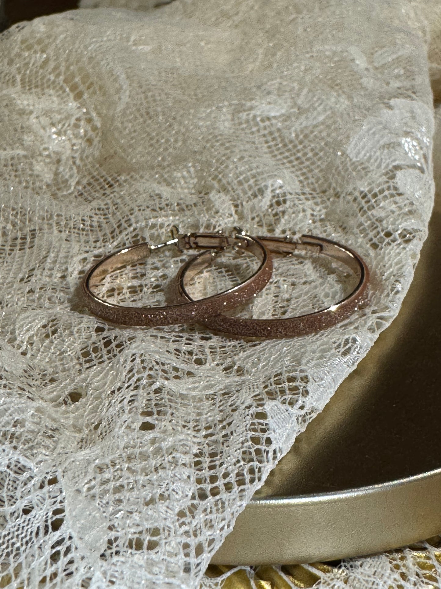 Rose Gold-Tone Textured Hoop Earrings