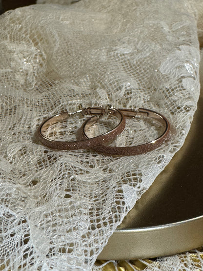 Rose Gold-Tone Textured Hoop Earrings