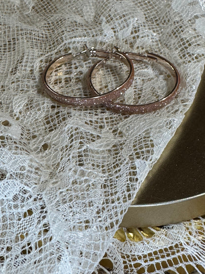 Rose Gold-Tone Textured Hoop Earrings