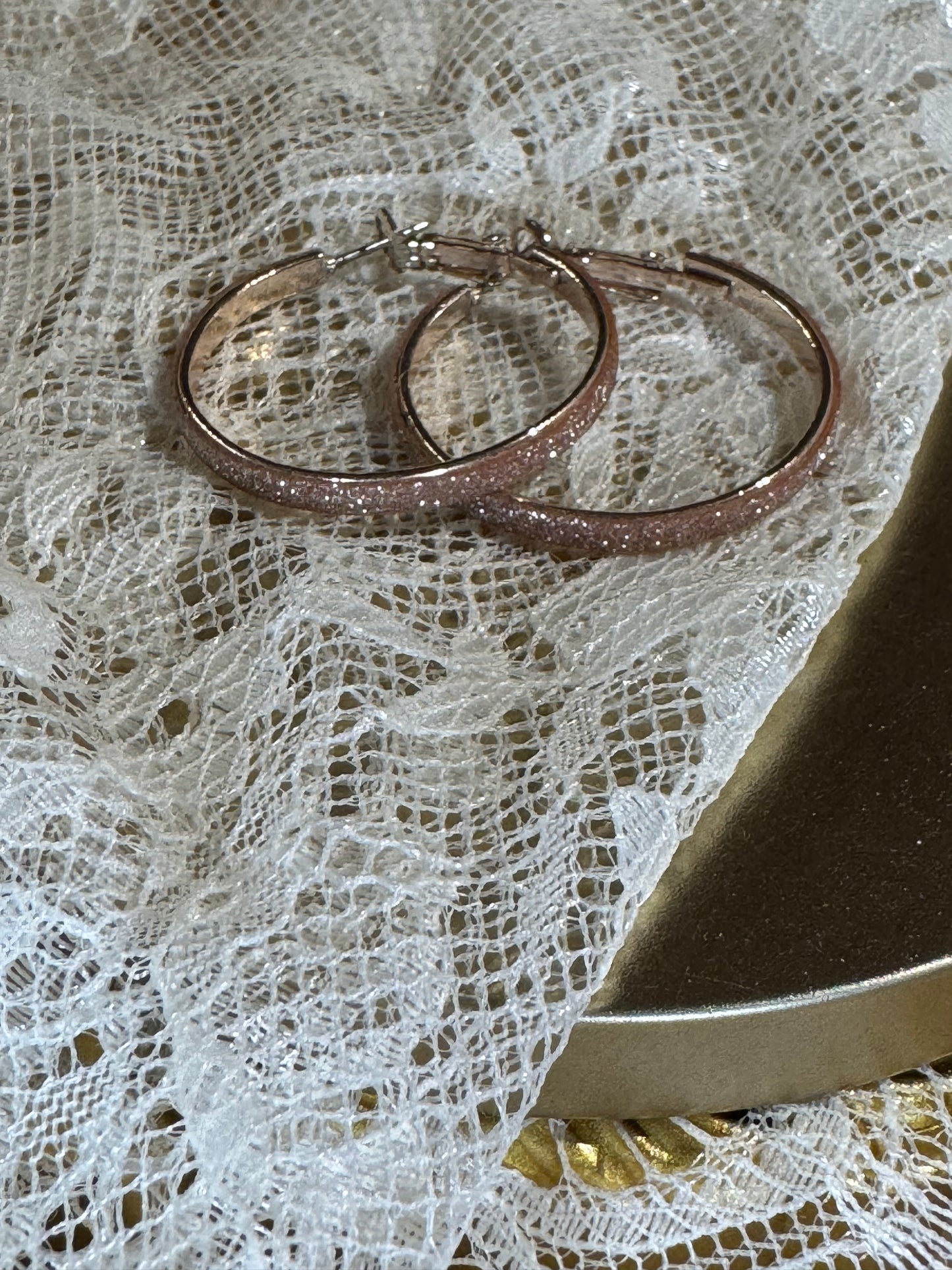 Rose Gold-Tone Textured Hoop Earrings