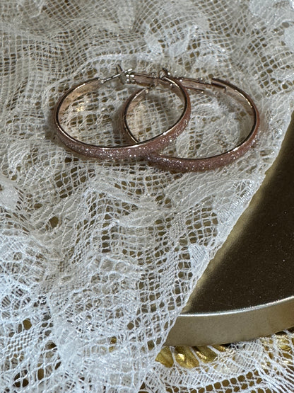 Rose Gold-Tone Textured Hoop Earrings