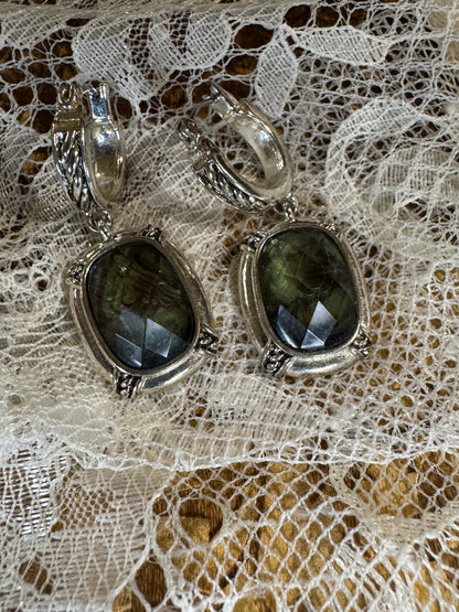 Vintage Iridescent Stone Earrings
