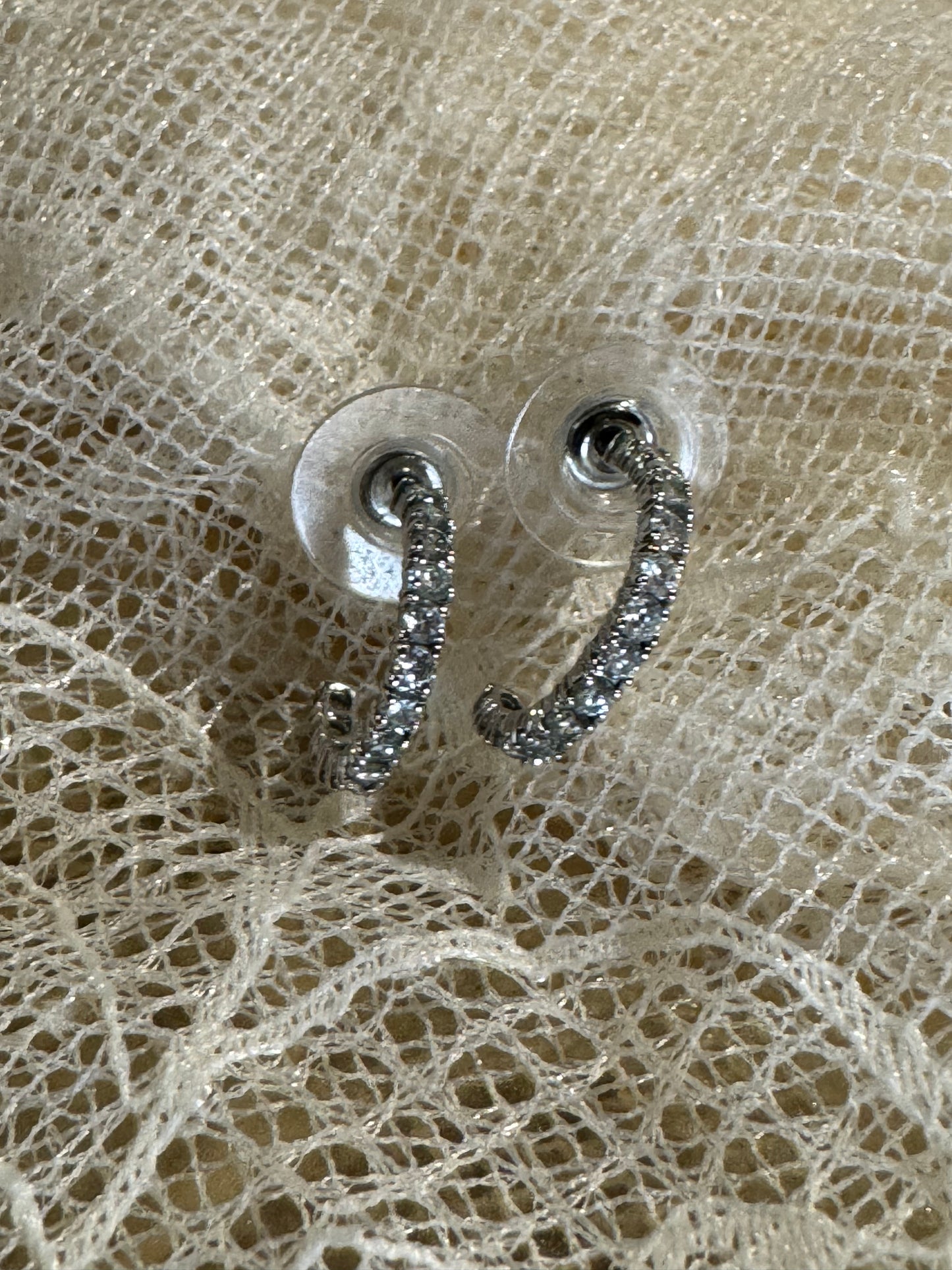 Silver-Tone Crystal Hoop Earrings