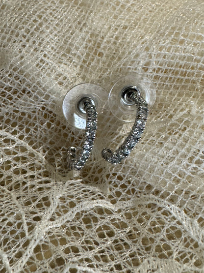 Silver-Tone Crystal Hoop Earrings