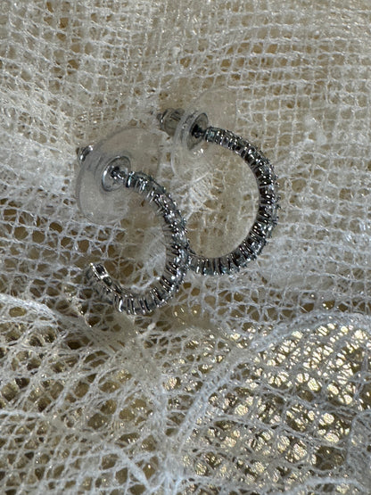 Silver-Tone Crystal Hoop Earrings