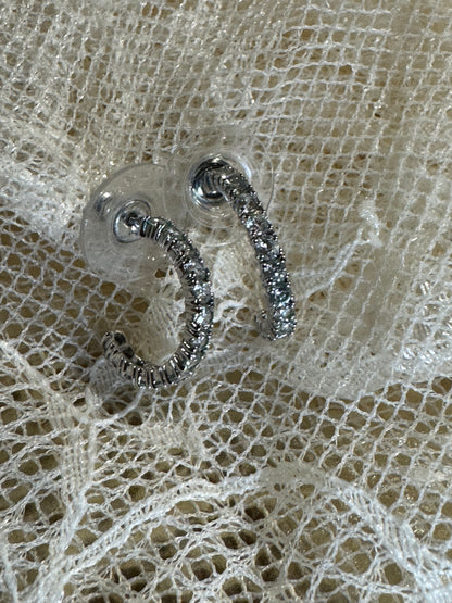 Silver-Tone Crystal Hoop Earrings