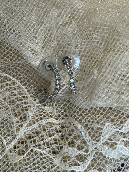 Silver-Tone Crystal Hoop Earrings