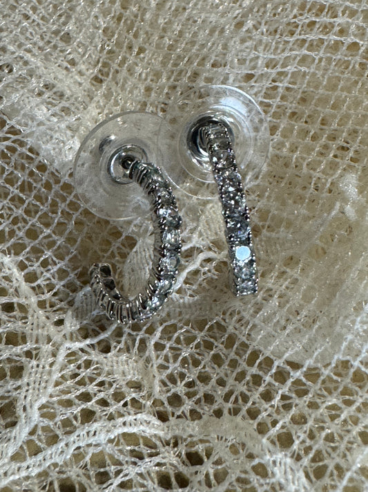 Silver-Tone Crystal Hoop Earrings