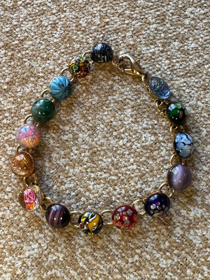 Colorful Murano-Style Glass Bead Bracelet