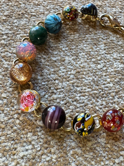 Colorful Murano-Style Glass Bead Bracelet