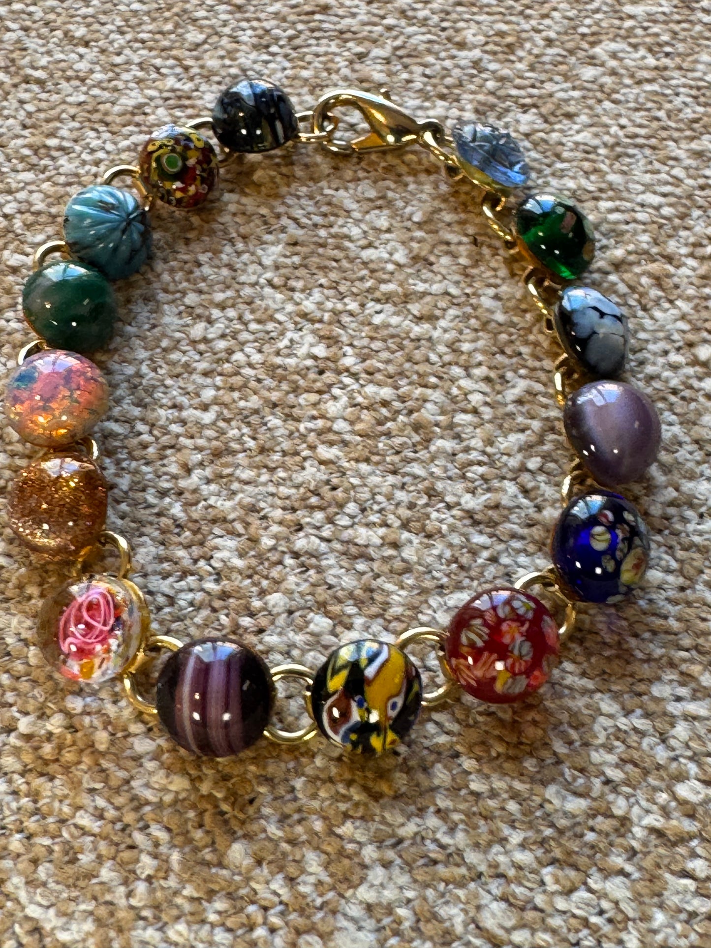 Colorful Murano-Style Glass Bead Bracelet