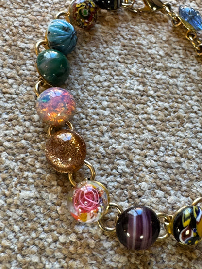 Colorful Murano-Style Glass Bead Bracelet