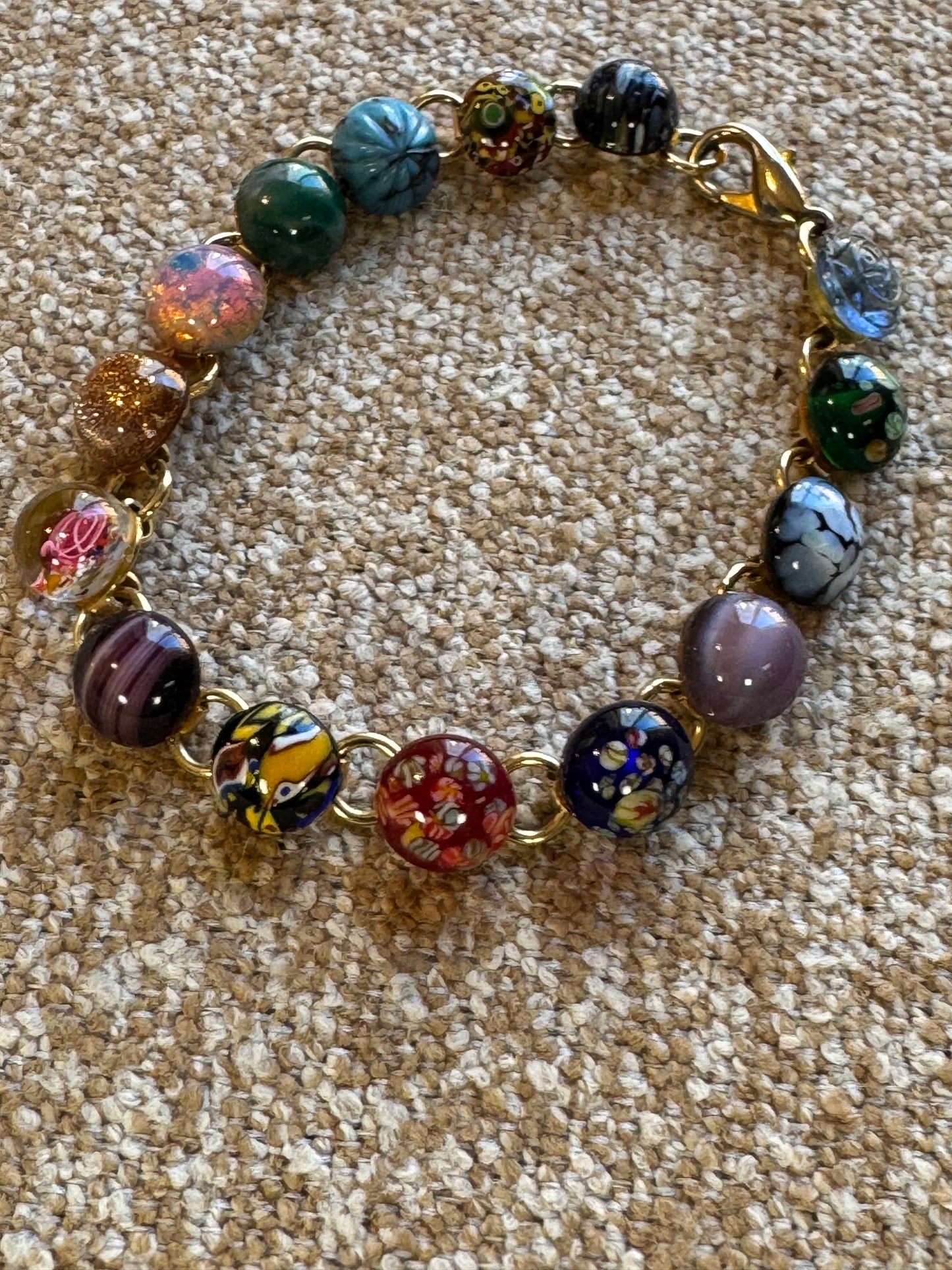 Colorful Murano-Style Glass Bead Bracelet