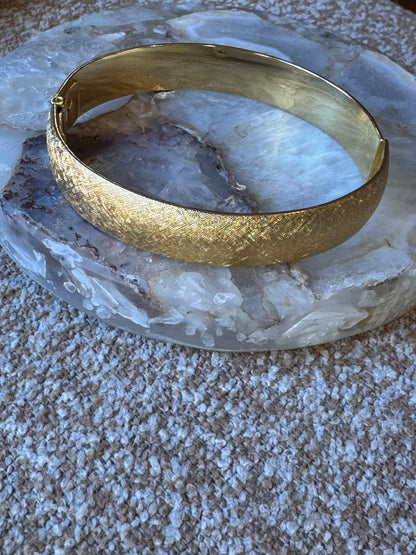 Signed Vintage Monet Textured Gold-Tone Clamper Cuff Bracelet