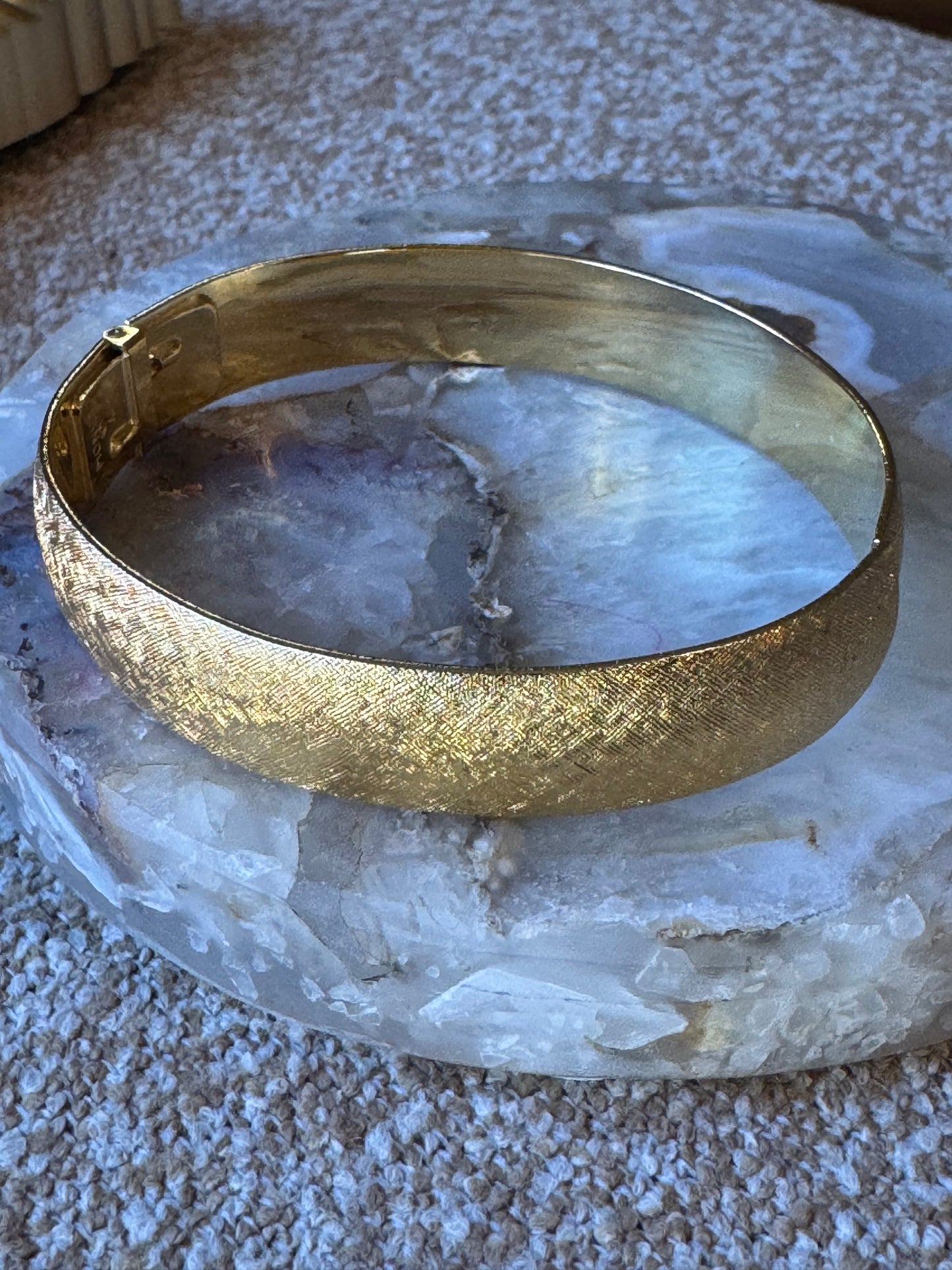 Signed Vintage Monet Textured Gold-Tone Clamper Cuff Bracelet