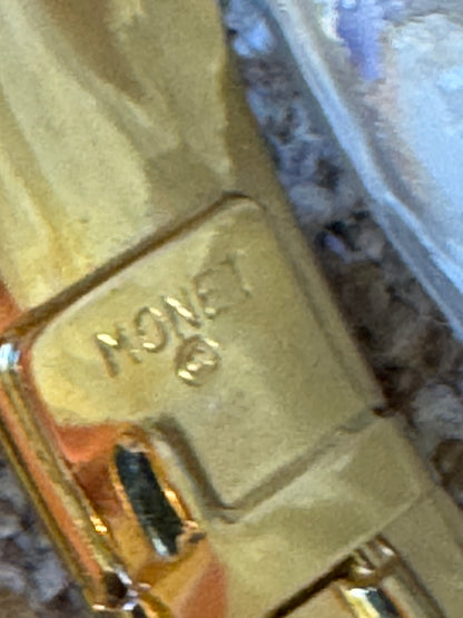 Signed Vintage Monet Textured Gold-Tone Clamper Cuff Bracelet