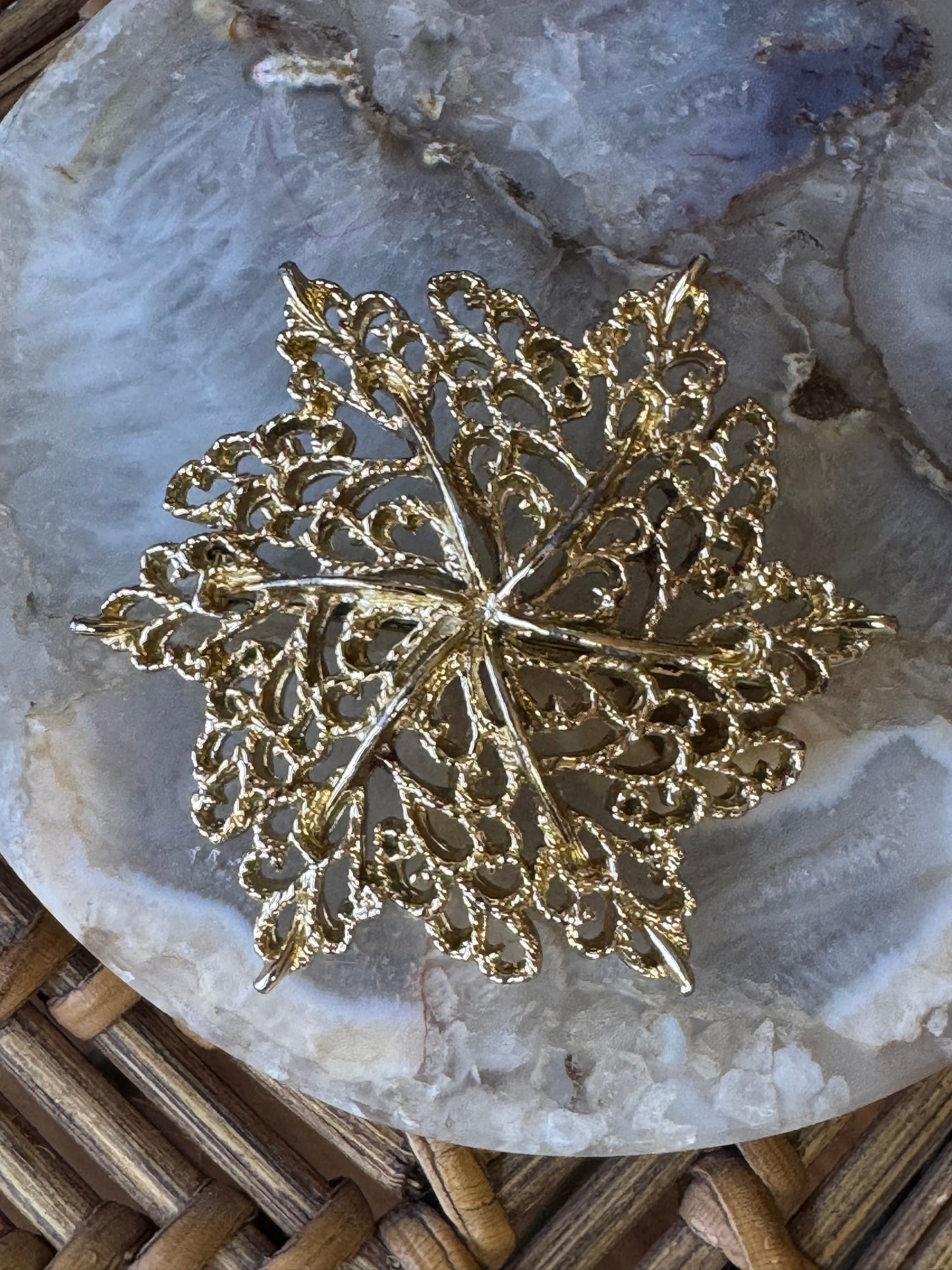 Vintage Signed Gerry’s Gold-Tone Filigree Brooch