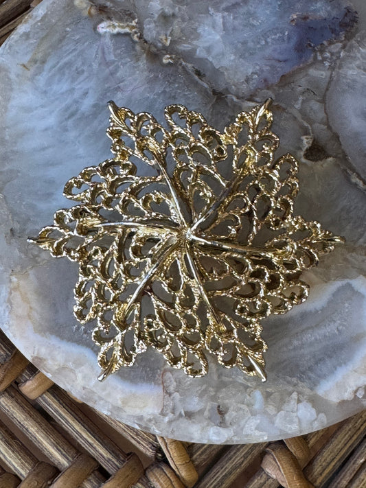 Vintage Signed Gerry’s Gold-Tone Filigree Brooch