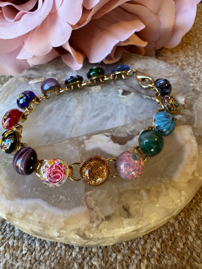 Colorful Murano-Style Glass Bead Bracelet