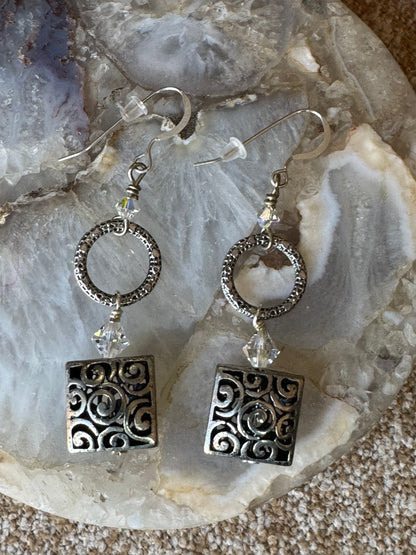 Bohemian Silver-Tone Tiered Dangle Earrings