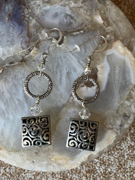 Bohemian Silver-Tone Tiered Dangle Earrings