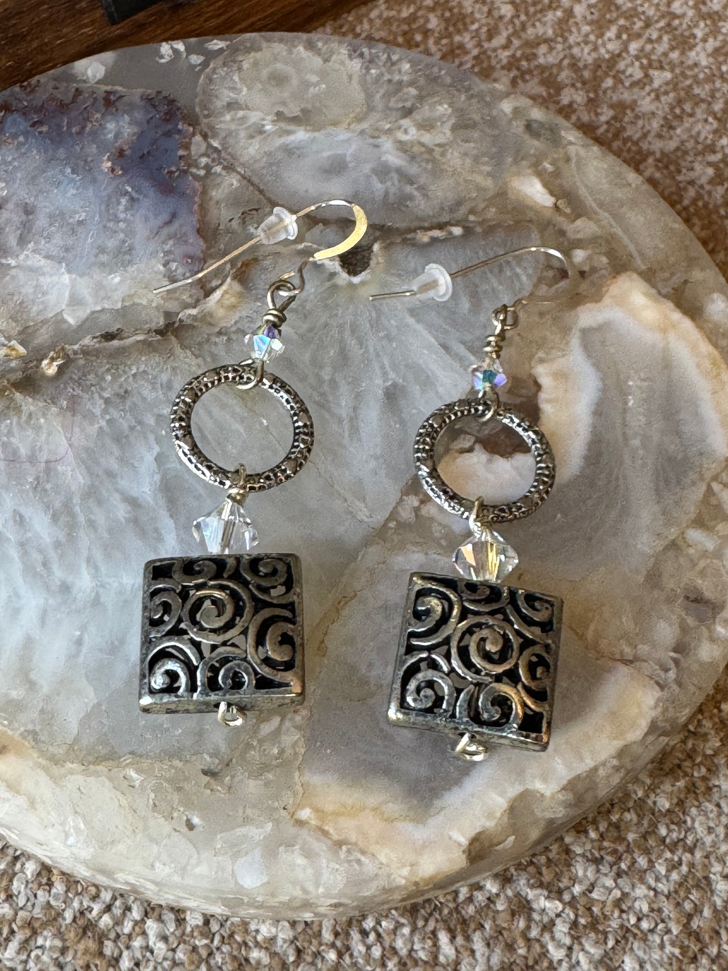 Bohemian Silver-Tone Tiered Dangle Earrings