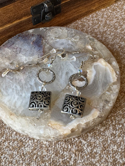 Bohemian Silver-Tone Tiered Dangle Earrings
