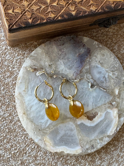Vintage Yellow Stone Dangle Earrings
