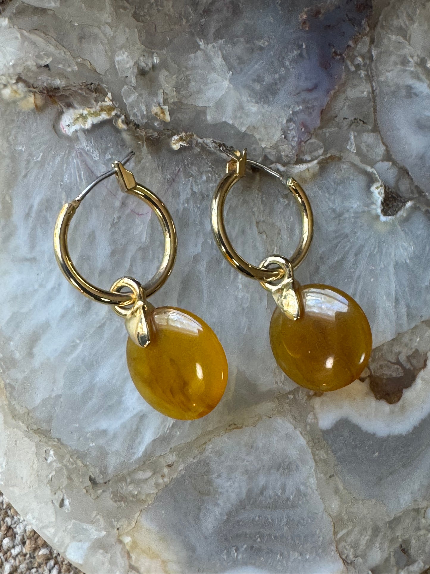 Vintage Yellow Stone Dangle Earrings