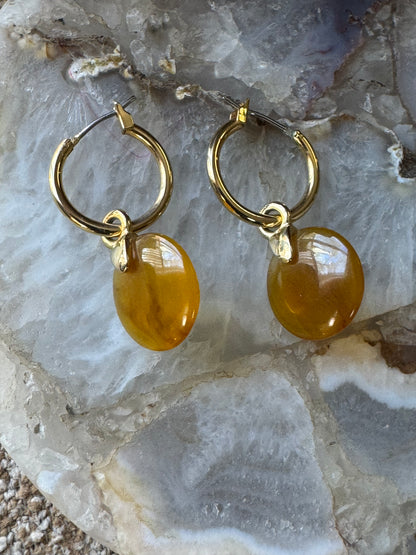 Vintage Yellow Stone Dangle Earrings