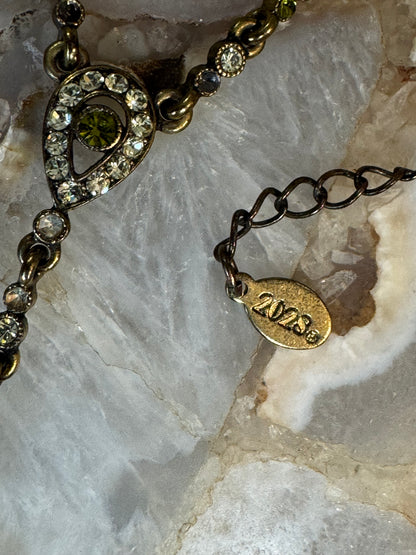 Vintage-Style Green Rhinestone Y-Drop Necklace