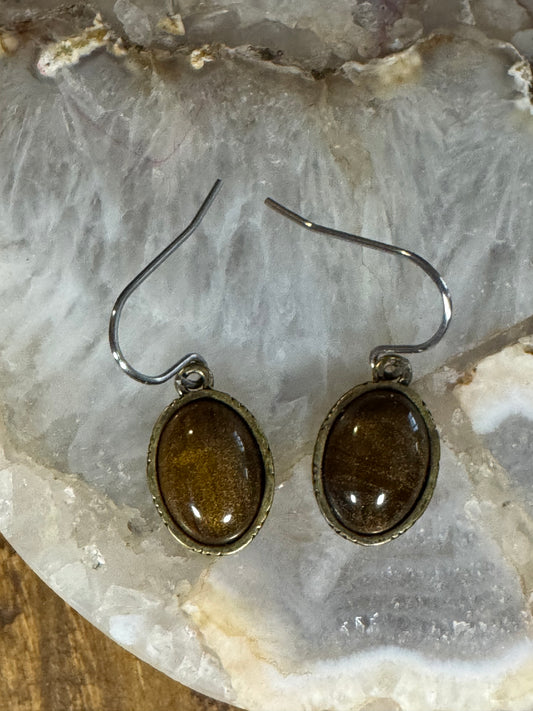 Hamsa Hand Tiger’s Eye Dangle Earrings
