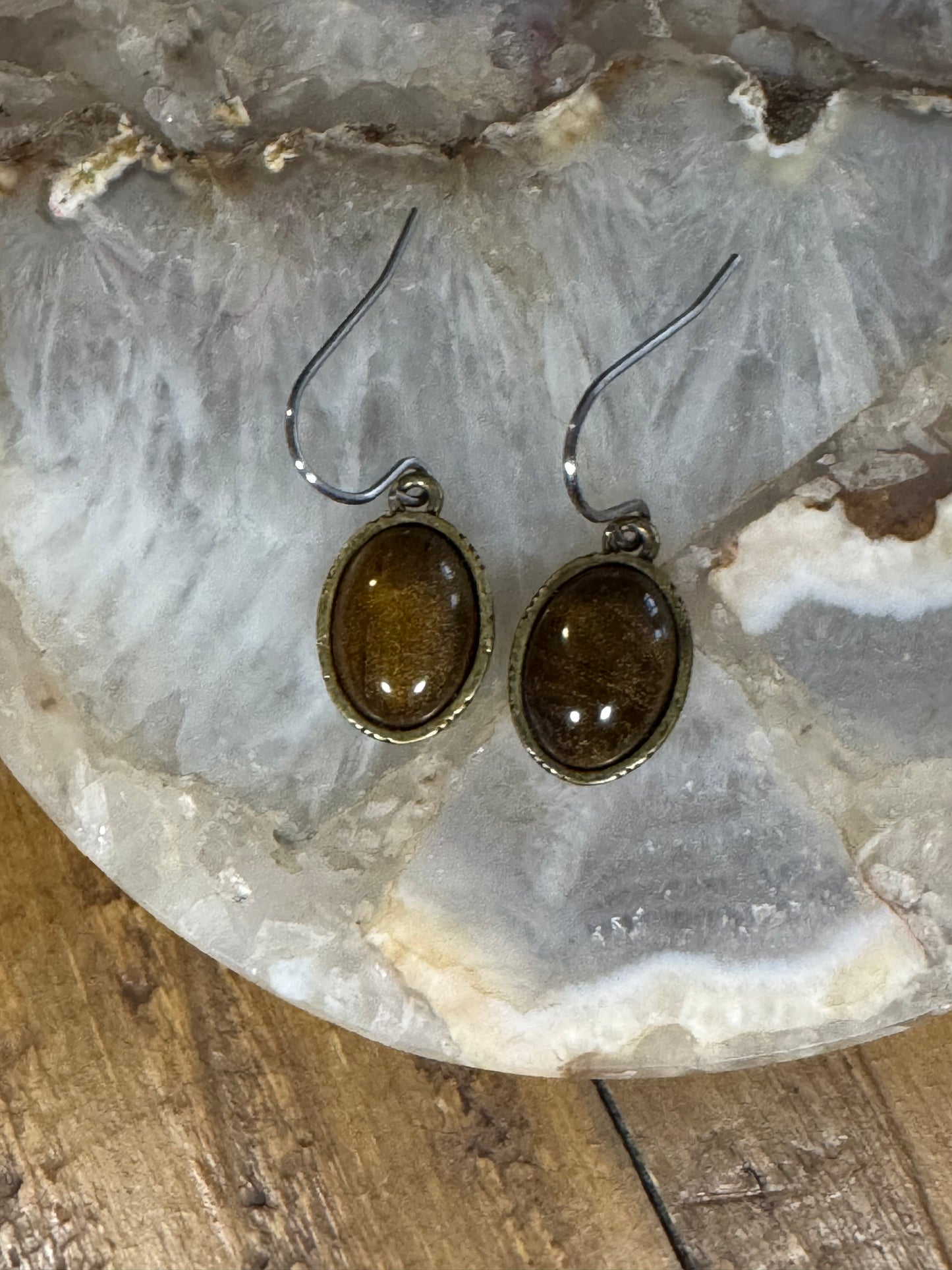 Hamsa Hand Tiger’s Eye Dangle Earrings